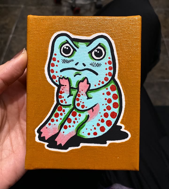 Pintura de um sapo criada por Ana Mi